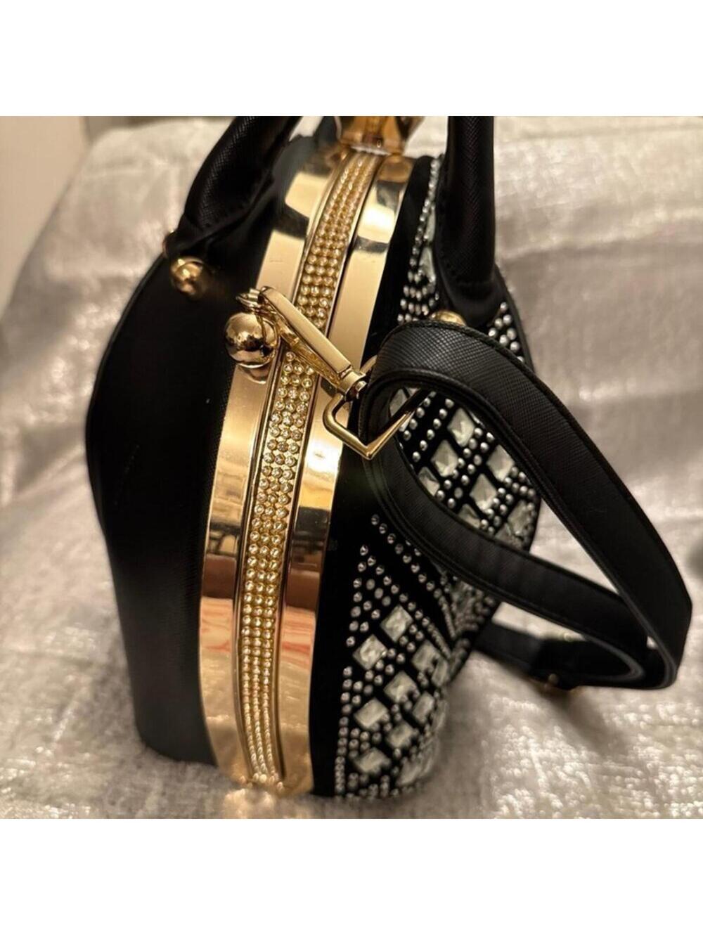 DOME SHAPED RHINESTONE SATCHEL - Picture 4 of 5